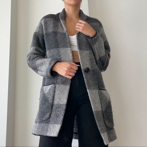 Wilfred Free Wool-Blend Grey Plaid Jacket/Coat